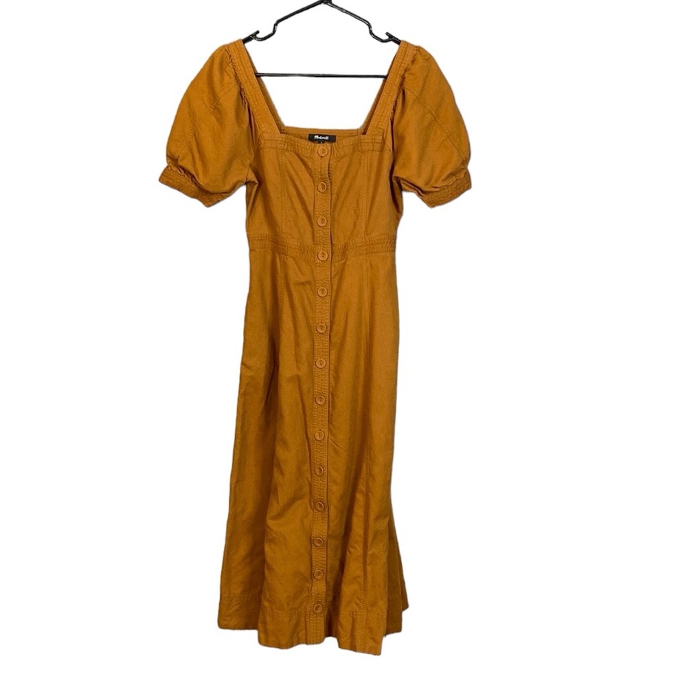 Madewell Seamed Puff-Sleeve Midi Dress - Picture 2 of 8